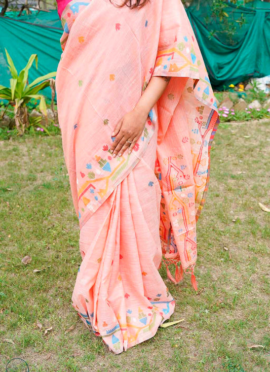 Pure Linen Jamdani Saree
