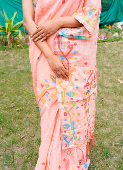 Pure Linen Jamdani Saree