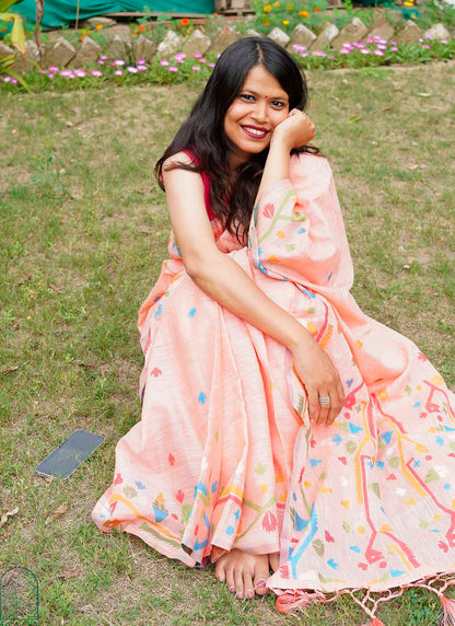 Pure Linen Jamdani Saree