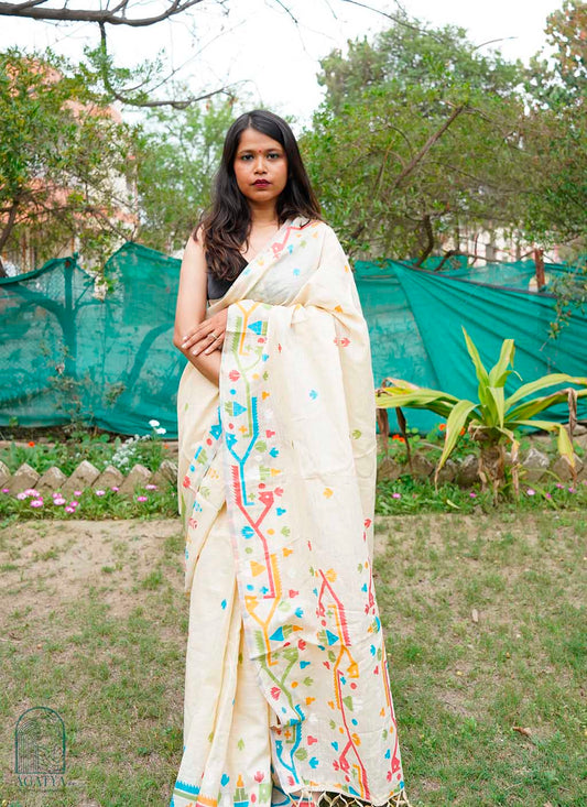 Pure Linen Jamdani Saree