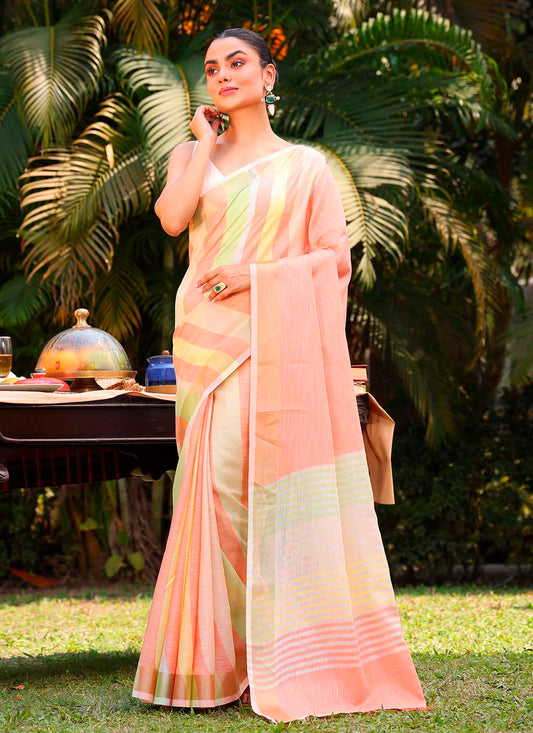Linen Silk Stripe Saree