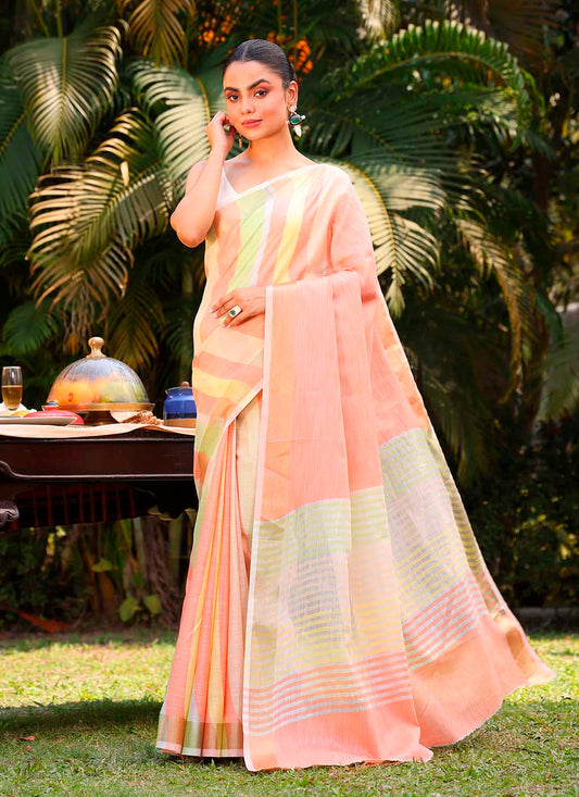 Linen Silk Stripe Saree