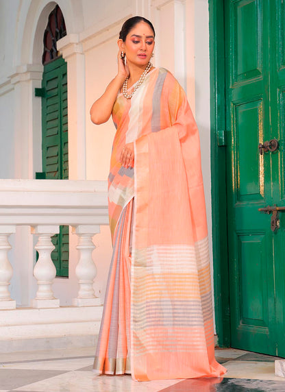 Linen Silk Stripe Saree