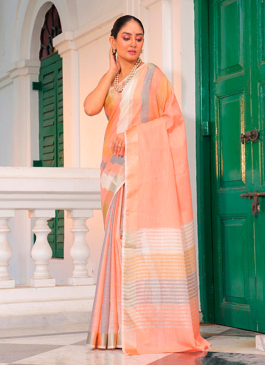 Linen Silk Stripe Saree