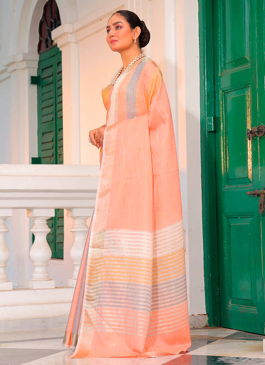 Linen Silk Stripe Saree