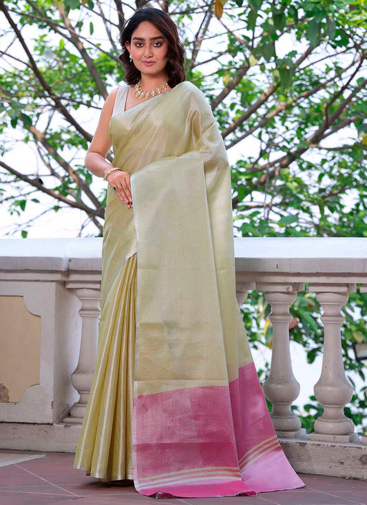 Pure Plain Tissue Silk Saree