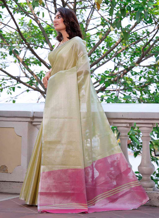 Pure Plain Tissue Silk Saree