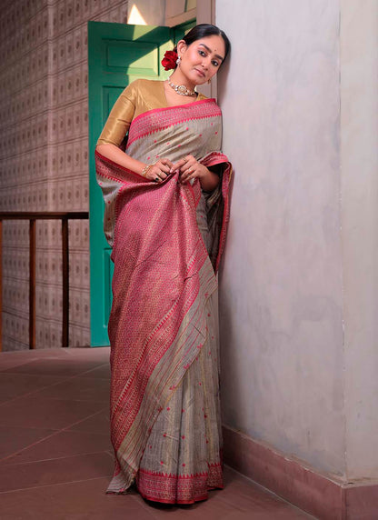 Tussar Tissue Silk Saree