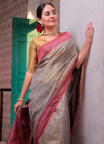 Tussar Tissue Silk Saree