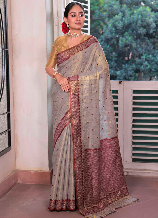 Tussar Tissue Silk Saree