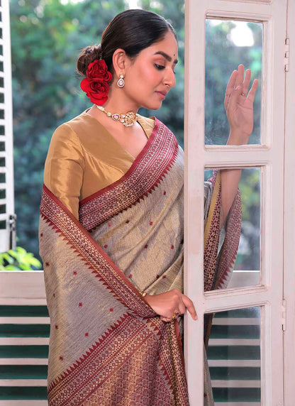 Tussar Tissue Silk Saree